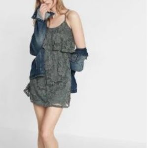 Express Lace Ruffle Trapeze Dress